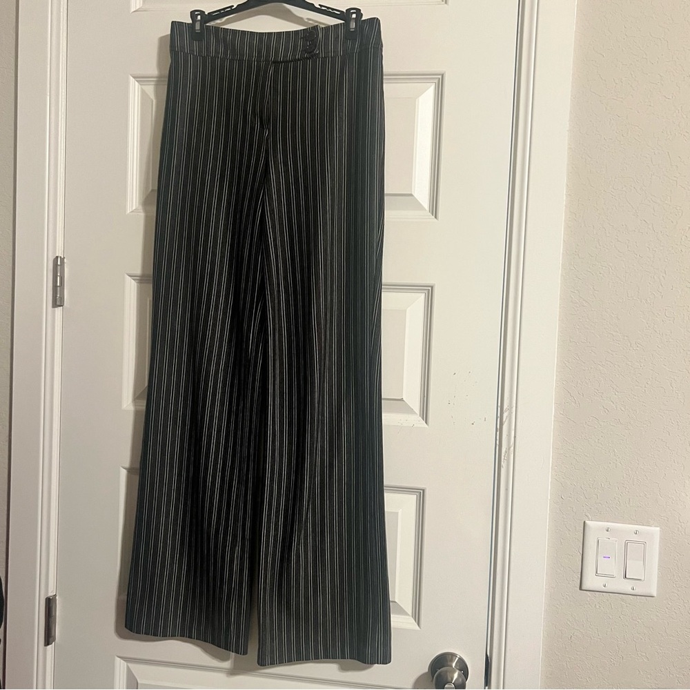New York & Company Black Striped Dress Pants